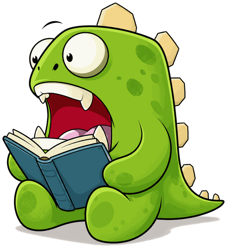 The monster reading a book